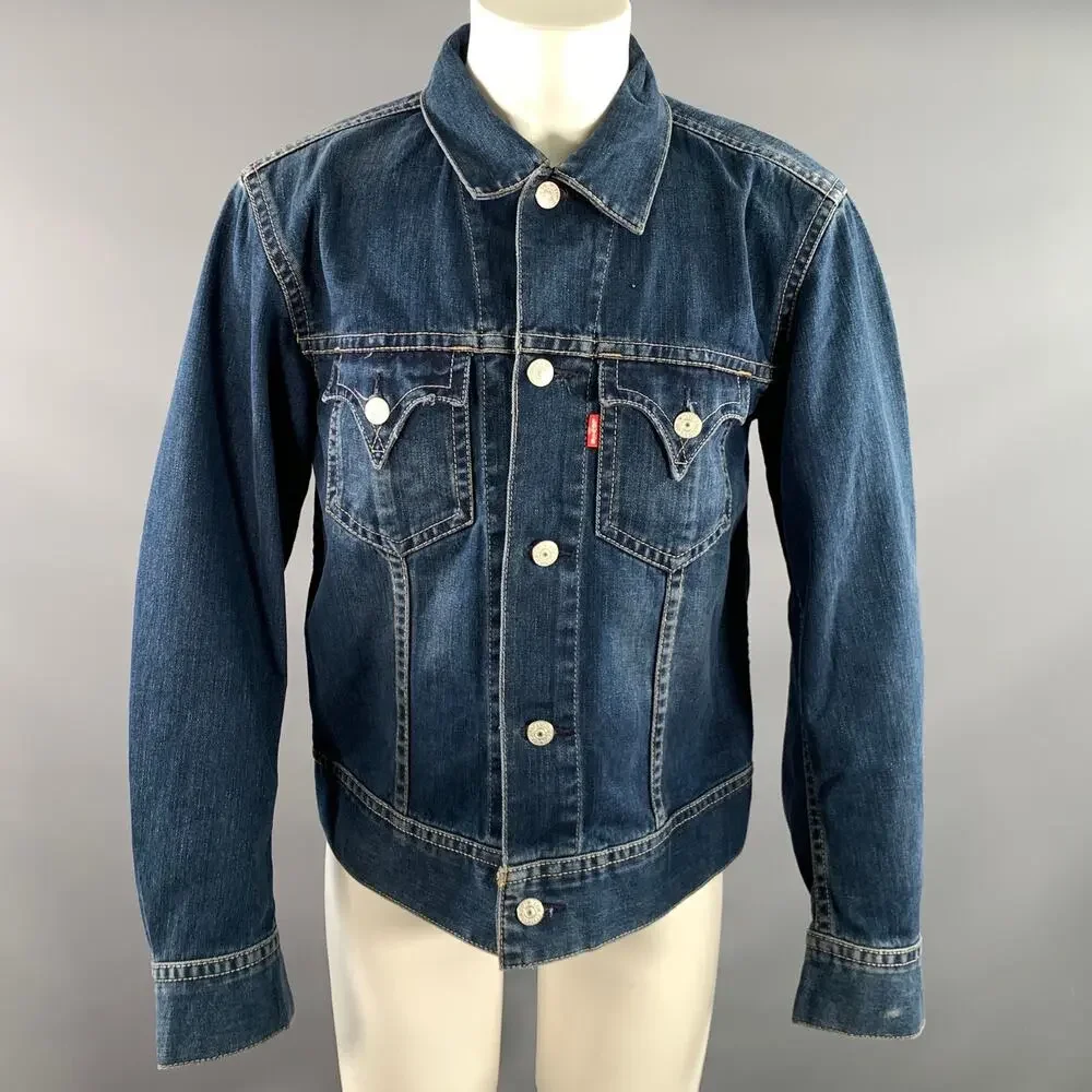 LEVI'S Size M Navy Indigo Contrast Stitch Cotton polyester Dagger Jacket